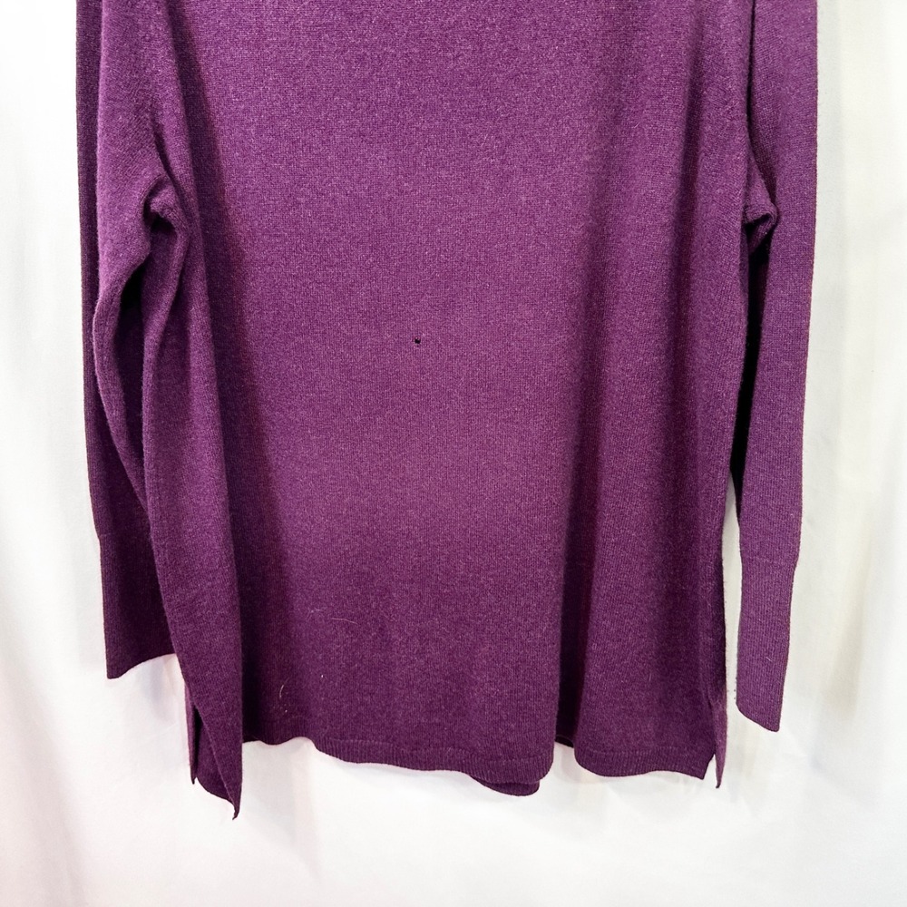 Talbots Plus Size 2X Sweater Cashmere Purple Cowl Neck Tunic Pullover Flaws 1211 - Picture 5 of 9